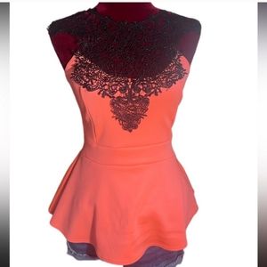 Lace front top with tie back